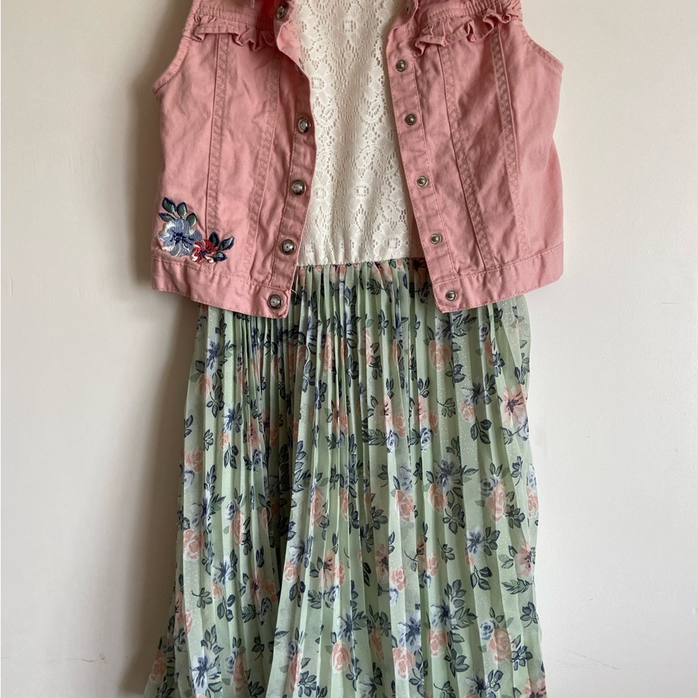 Little Lass Pink and White Sleeveless Sundress
